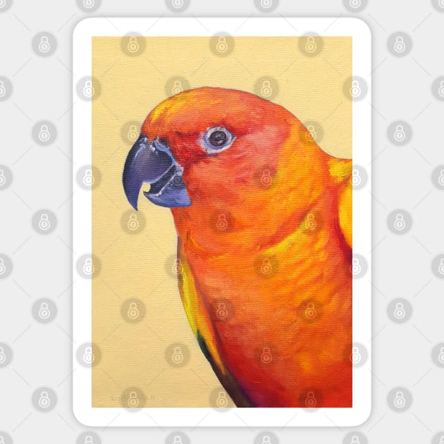 Sun Conure - bird portrait painting Sticker by EmilyBickell